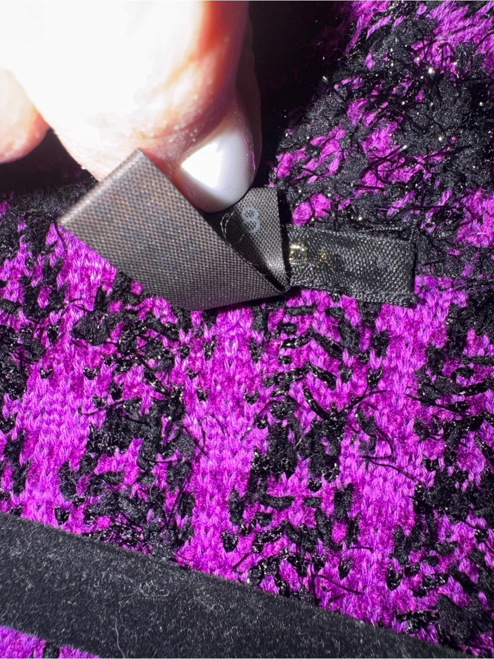 Escada Exclusive Knit & Purple &‎ Black Textured Fringe Cardigan Jacket (38)